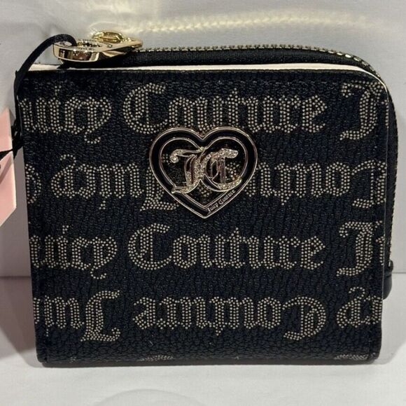 Juicy Couture Flawless L-Zip Card Case/Wallet- Black Taupe/Liquorice - Picture 2 of 5